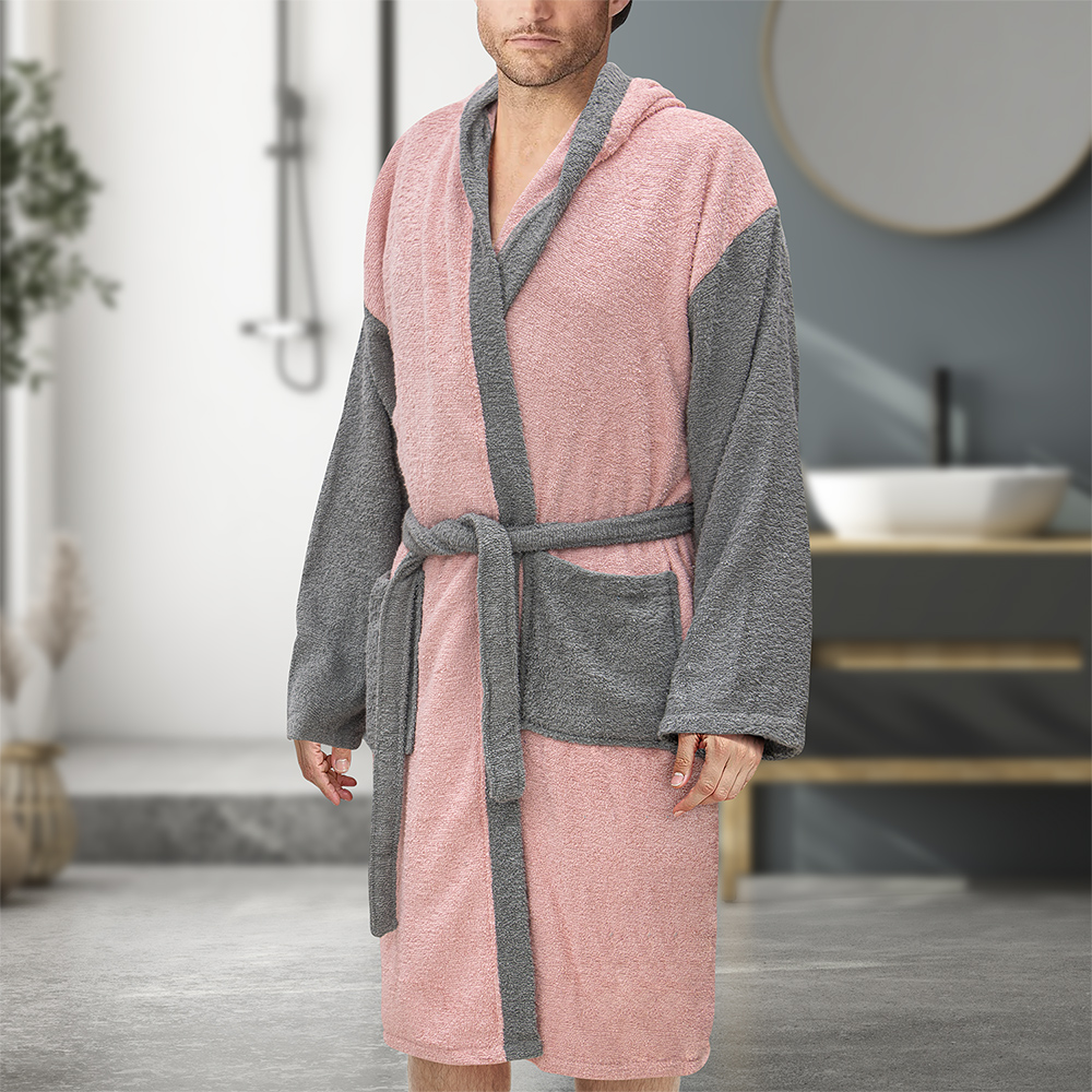 2300001162 LINO Μπουρνούζι με κουκούλα Medium Revel Ροζ - Image 1