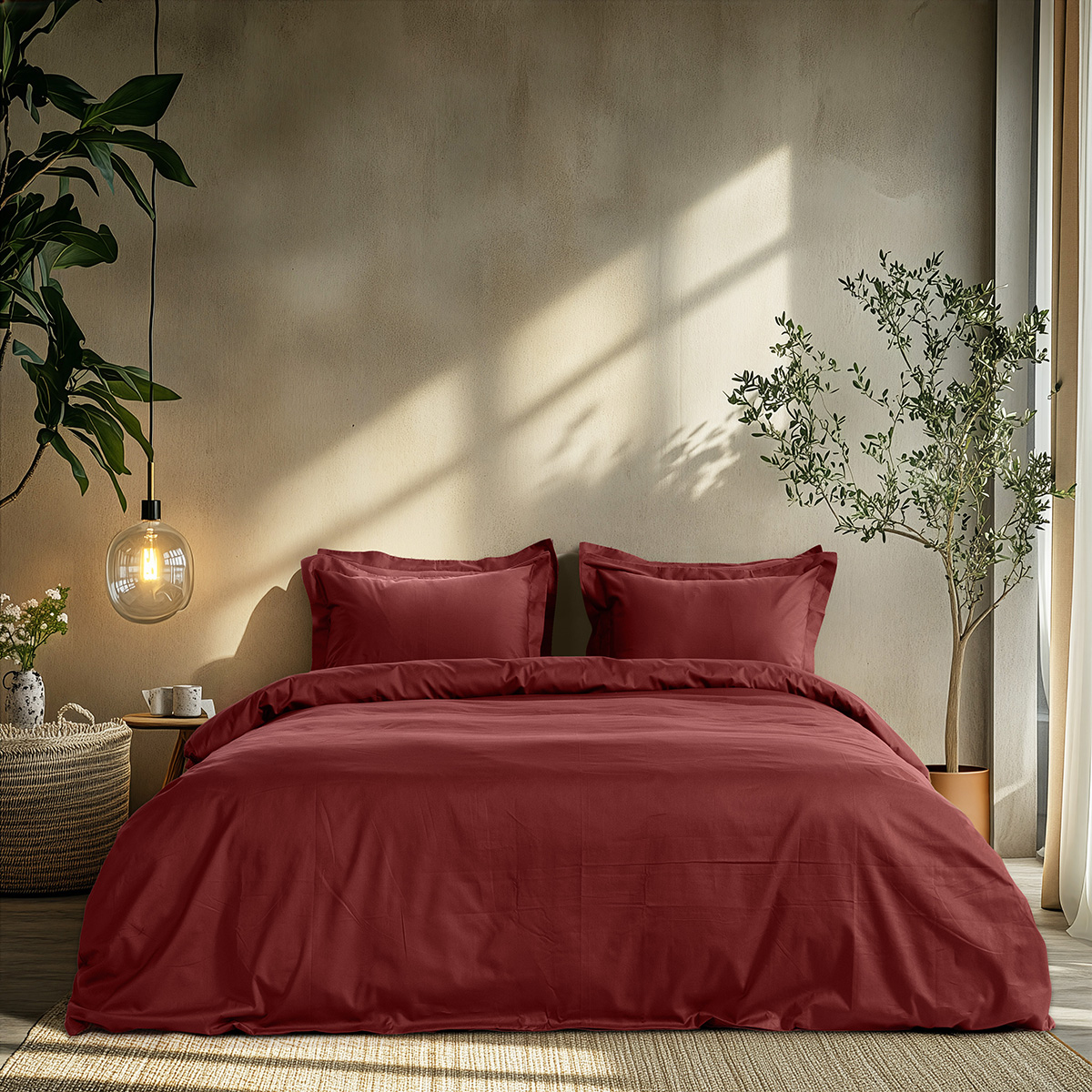 1700_Cabernet Beauty Home Σετ σεντόνια υπέρδιπλα με λάστιχο Art 1700 Harmony 170x200+30 Μπορντό - Image 1