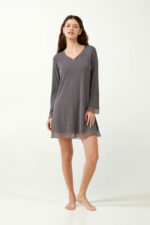 Micromodal Πουά Νυχτικό με Μακρύ Μανίκι - Image 3