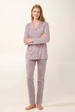 Interlock Κουμπωτή Πυτζάμα με Houndstooth Μοτίβο - Image 2