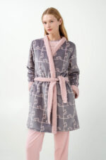 Σταυρωτή Fleece Ρόμπα με Σκύλο-Παζλ Μοτίβο - Image 4