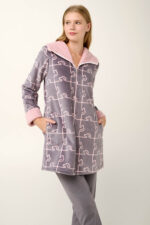 Γυναικεία Ρόμπα με Φερμουάρ σε Σκύλο-Παζλ Μοτίβο