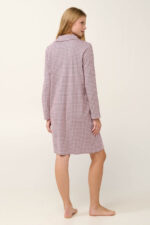 Interlock Κουμπωτό Νυχτικό με Houndstooth Μοτίβο - Image 3