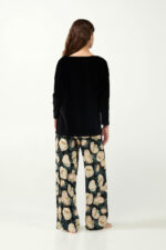 Φλοράλ Πυτζάμα με Τοπ από Βελούδο - Image 3