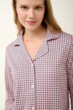 Interlock Κουμπωτή Πυτζάμα με Houndstooth Μοτίβο