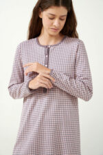 Interlock Νυχτικό Εγκυμοσύνης με Houndstooth Μοτίβο - Image 3