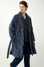 Μακριά Σταυρωτή Fleece Ρόμπα με Γεωμετρικό Μοτίβο Ρόμβων - Image 2