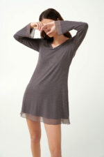 Micromodal Πουά Νυχτικό με Μακρύ Μανίκι - Image 2