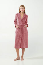 Σταυρωτή Μακριά Ρόμπα από Βελούδο - Image 3