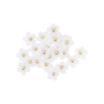 Beauty Home 24 Μαργαρίτες από Λευκό Βελούδο και Χρυσό Μαργαριτάρι Ø2.5cm