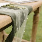 Beauty Home Ράννερ με πέρλες – Πράσινο Ευκάλυπτου οργάντζα 28 cm x 5 m - Image 2