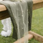 Beauty Home Ράννερ με πέρλες – Πράσινο Ευκάλυπτου οργάντζα 28 cm x 5 m - Image 3