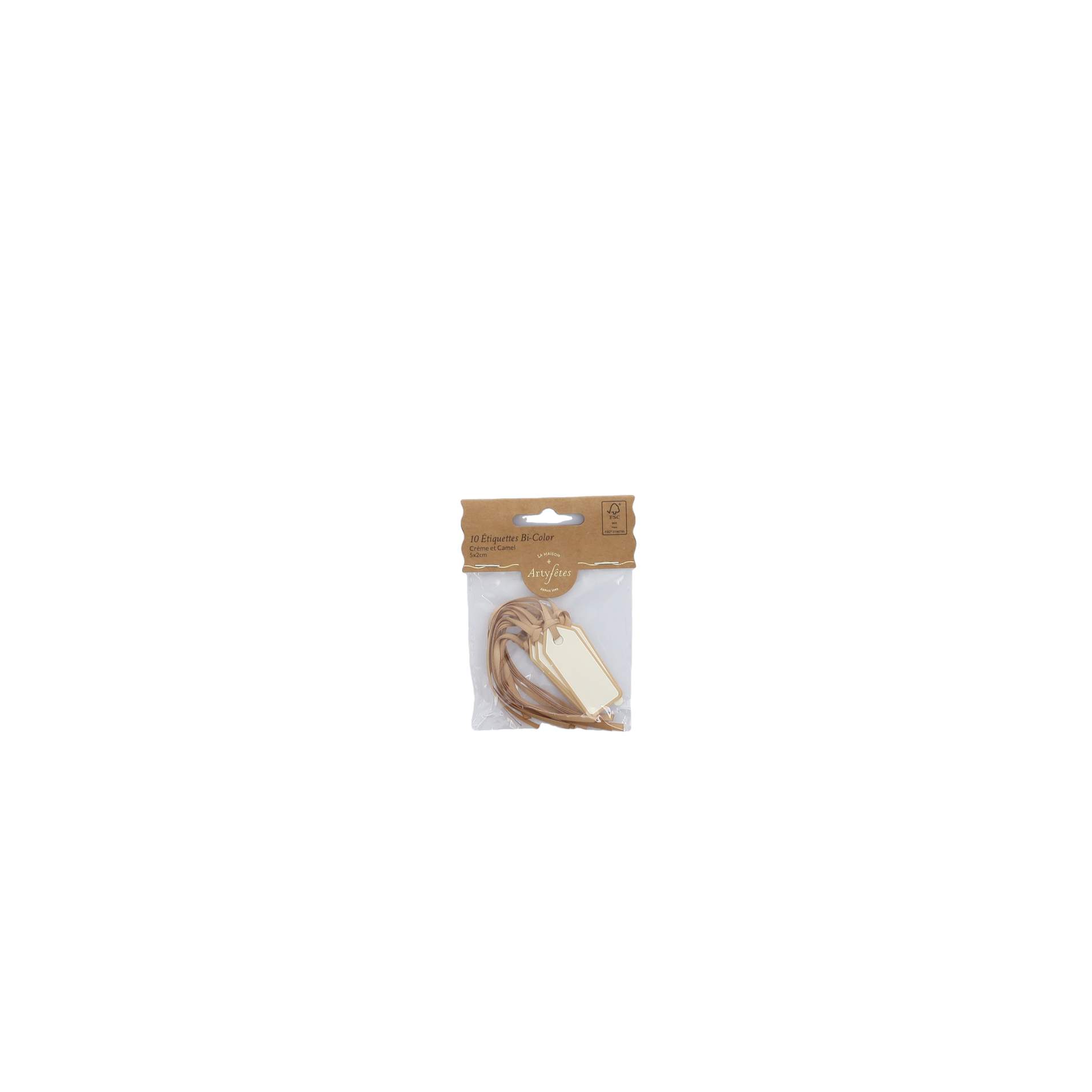 Beauty Home 10 Ετικέτες Χάρτινες με κορδέλα – Κρεμ 5 x 2 cm