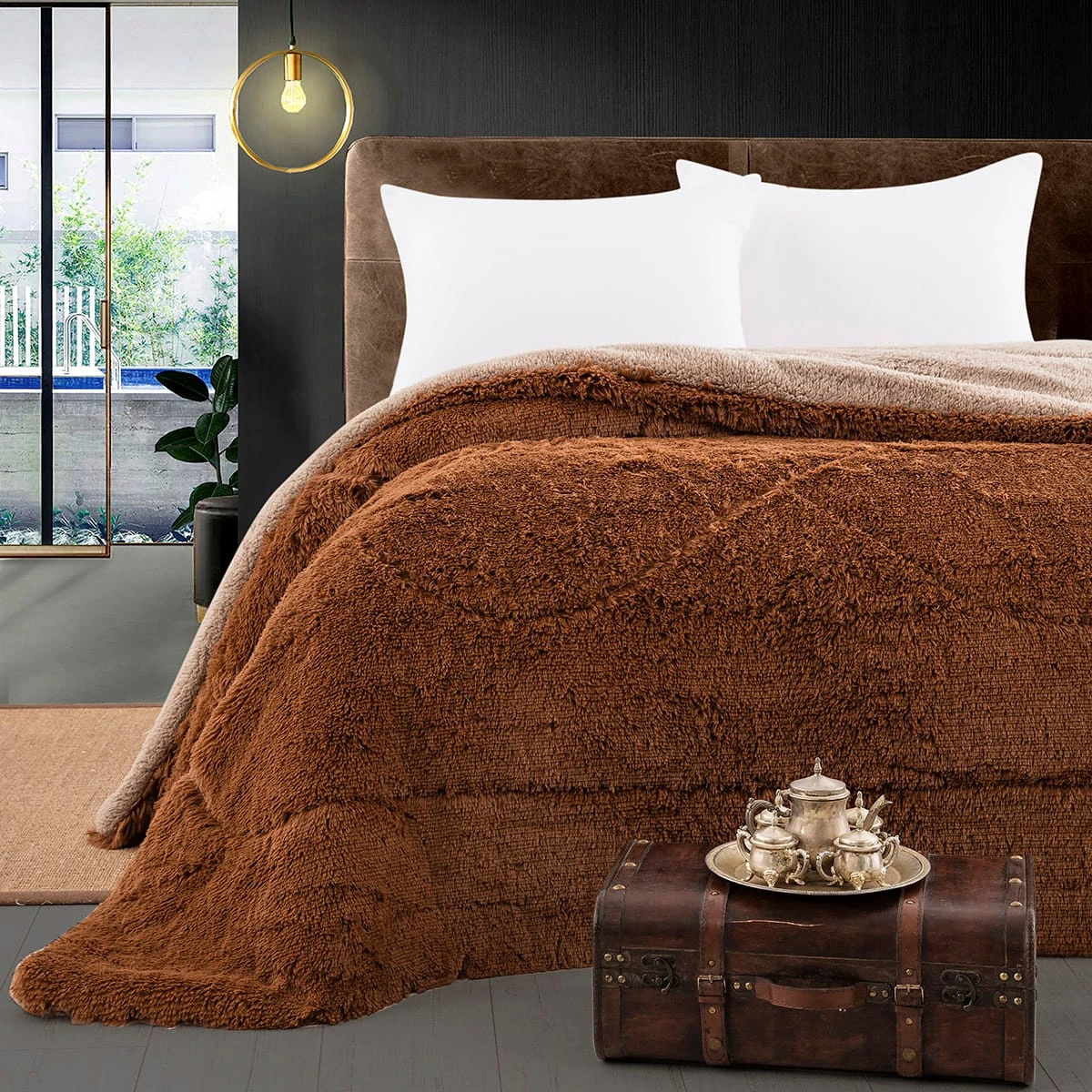 Beauty Home Κουβερτοπάπλωμα υπέρδιπλο Art 11067 220x240 Καφέ