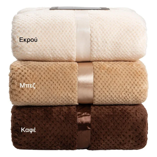 11600_1 Beauty Home Κουβέρτα μονόχρωμη υπέρδιπλη Jacquard fleece 350gsmArt 11600 σε 10 αποχρώσεις 220x240