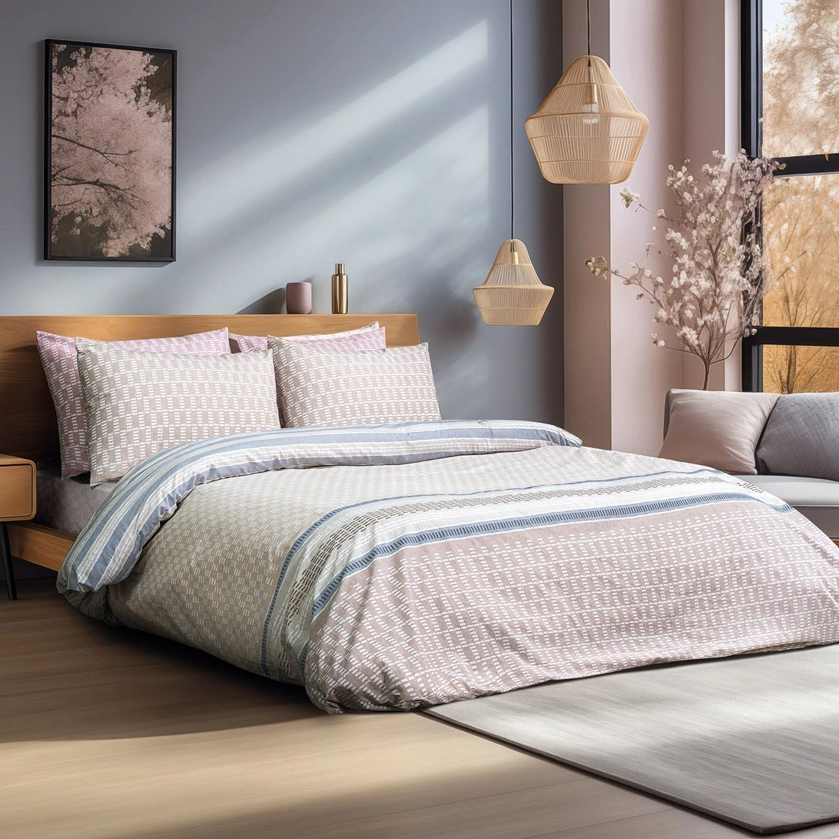 12185 Beauty Home Σετ σεντόνια υπέρδιπλα με λάστιχο Bermudas Art 12185 170x200+30 Μπεζ