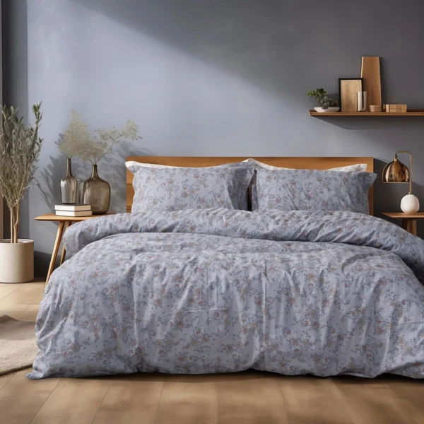 12212 Beauty Home Σετ πάπλωμα υπέρδιπλο Art 12212 Jasmine 100% Βαμβακοσατέν 300tc 220x240 Γκρι