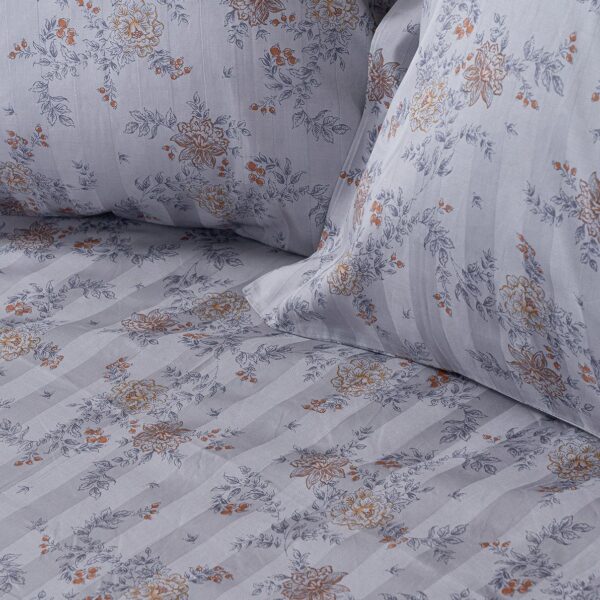 12212_zoom Beauty Home Σετ πάπλωμα υπέρδιπλο Art 12212 Jasmine 100% Βαμβακοσατέν 300tc 220x240 Γκρι