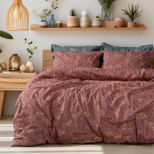 12216 Beauty Home Σετ πάπλωμα υπέρδιπλο Art 12216 Indra 100% Βαμβακοσατέν 300tc 220x240 Σάπιο μήλο