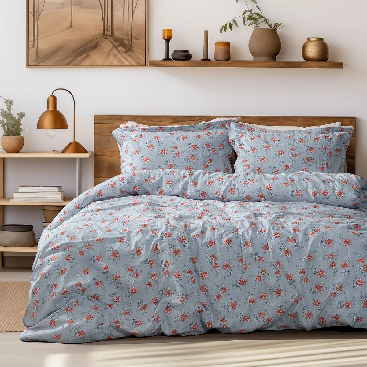 12219 Beauty Home Σετ παπλωματοθήκη υπέρδιπλη Art 12219 Ivy 100% Βαμβακοσατέν 300tc 230x250 Γκρι