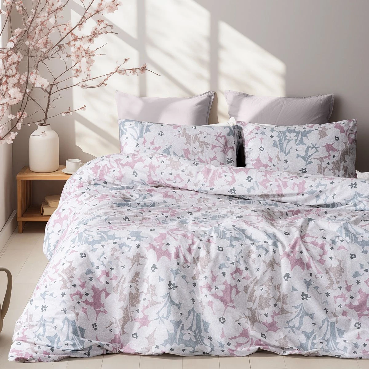 Beauty Home Σετ σεντόνια μονά Ninet Art 12252 170x260 Γκρι,Ροζ