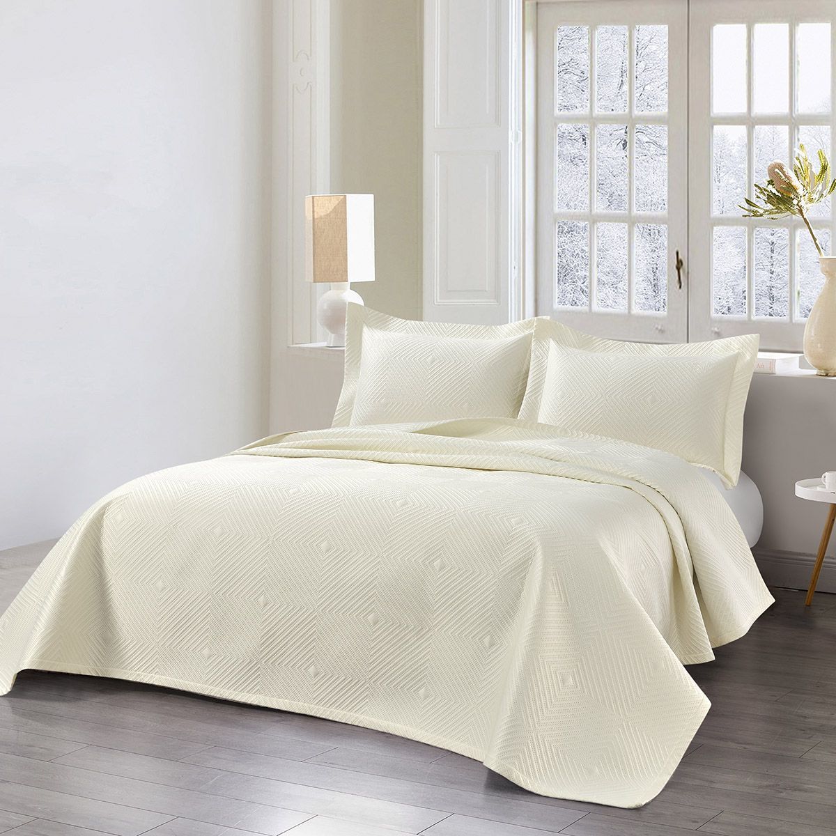 Beauty Home Σετ κουβερλί υπέρδιπλο Titania Art 12318 230x250 Εκρού