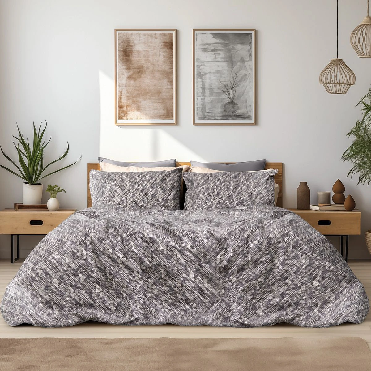 Beauty Home Σετ σεντόνια φανελένια King Size Leonardo Art 12333 270x260 Γκρι