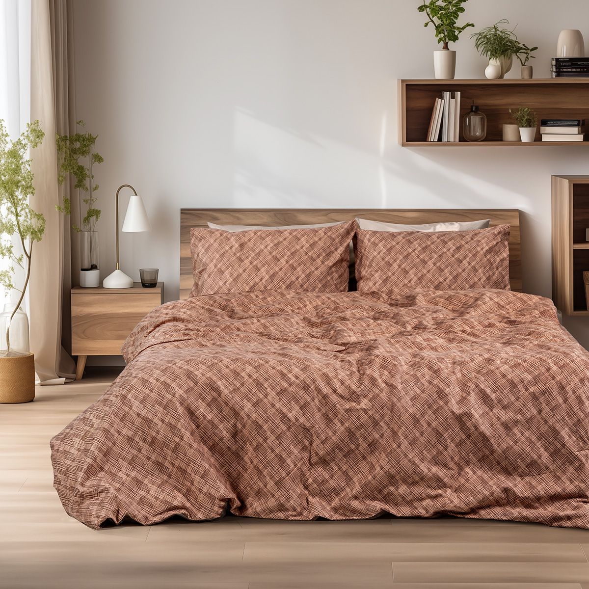 Beauty Home Σετ παπλωματοθήκη φανελένια μονή Frida Art 12336 160x240 Κεραμιδί