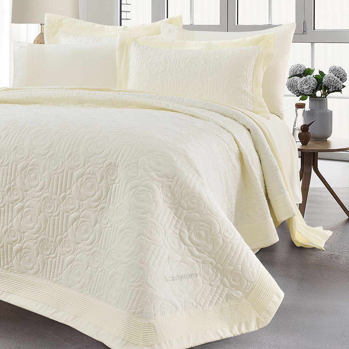 Beauty Home Σετ κουβερλί υπέρδιπλο Eros Art 12501 230x250 Εκρού