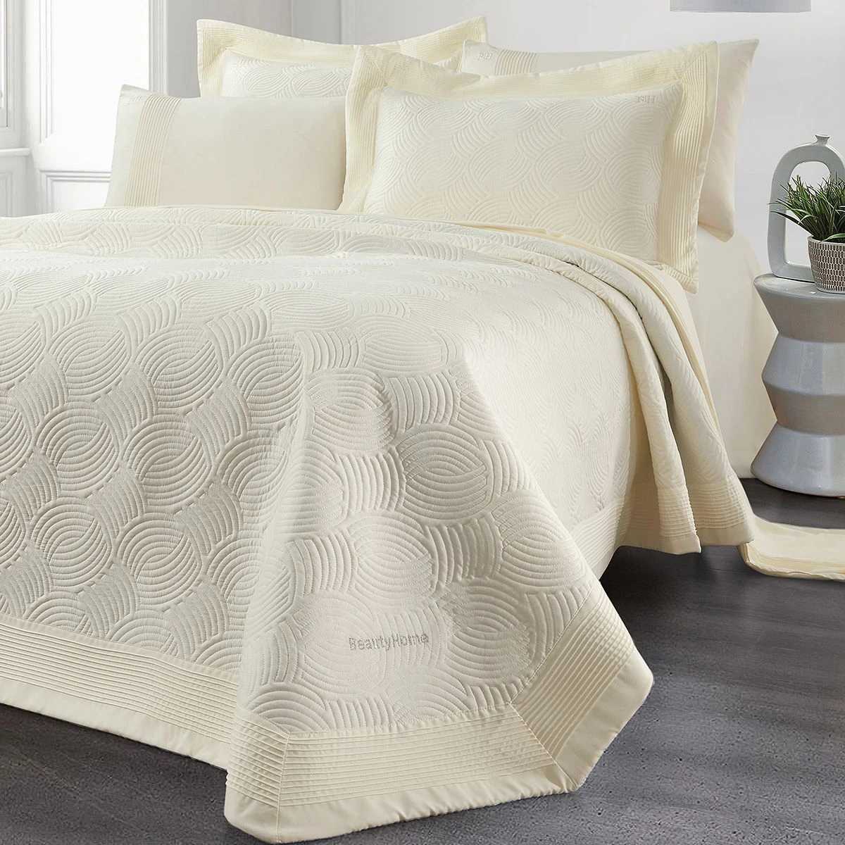 12503_ecru Beauty Home Σετ κουβερλί υπέρδιπλο Clio Art 12503 230x250 Εκρού