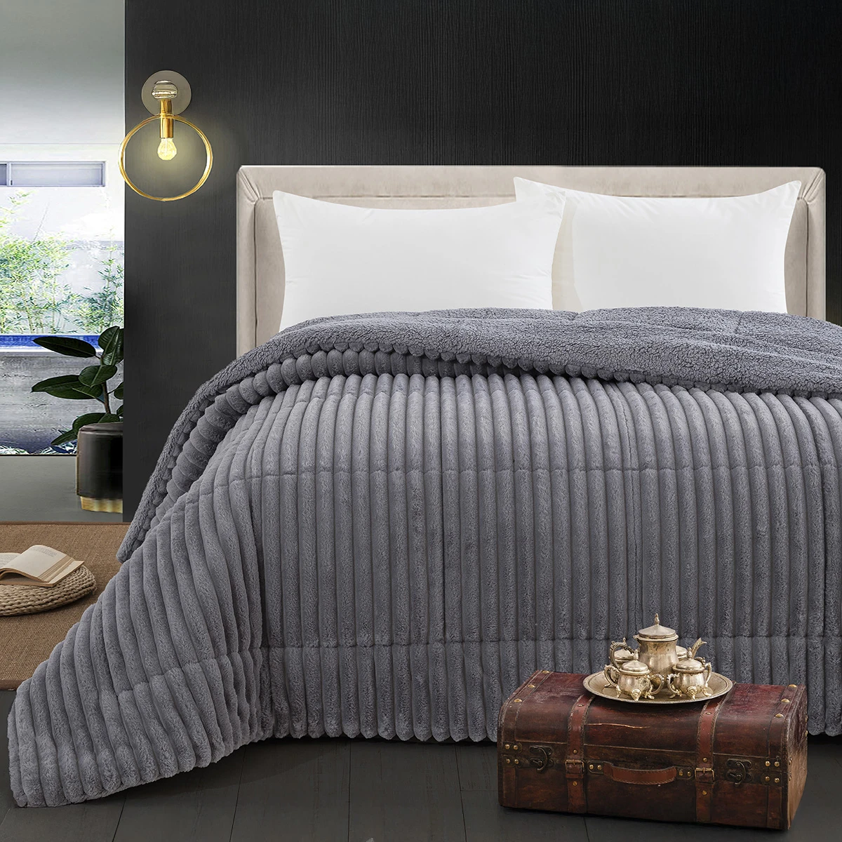 Beauty Home Κουβερτοπάπλωμα υπέρδιπλο Art 12524 220x240 Ανθρακί