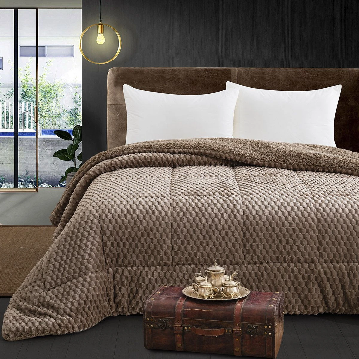 Beauty Home Κουβερτοπάπλωμα υπέρδιπλο Art 12654 220x240 Μόκα