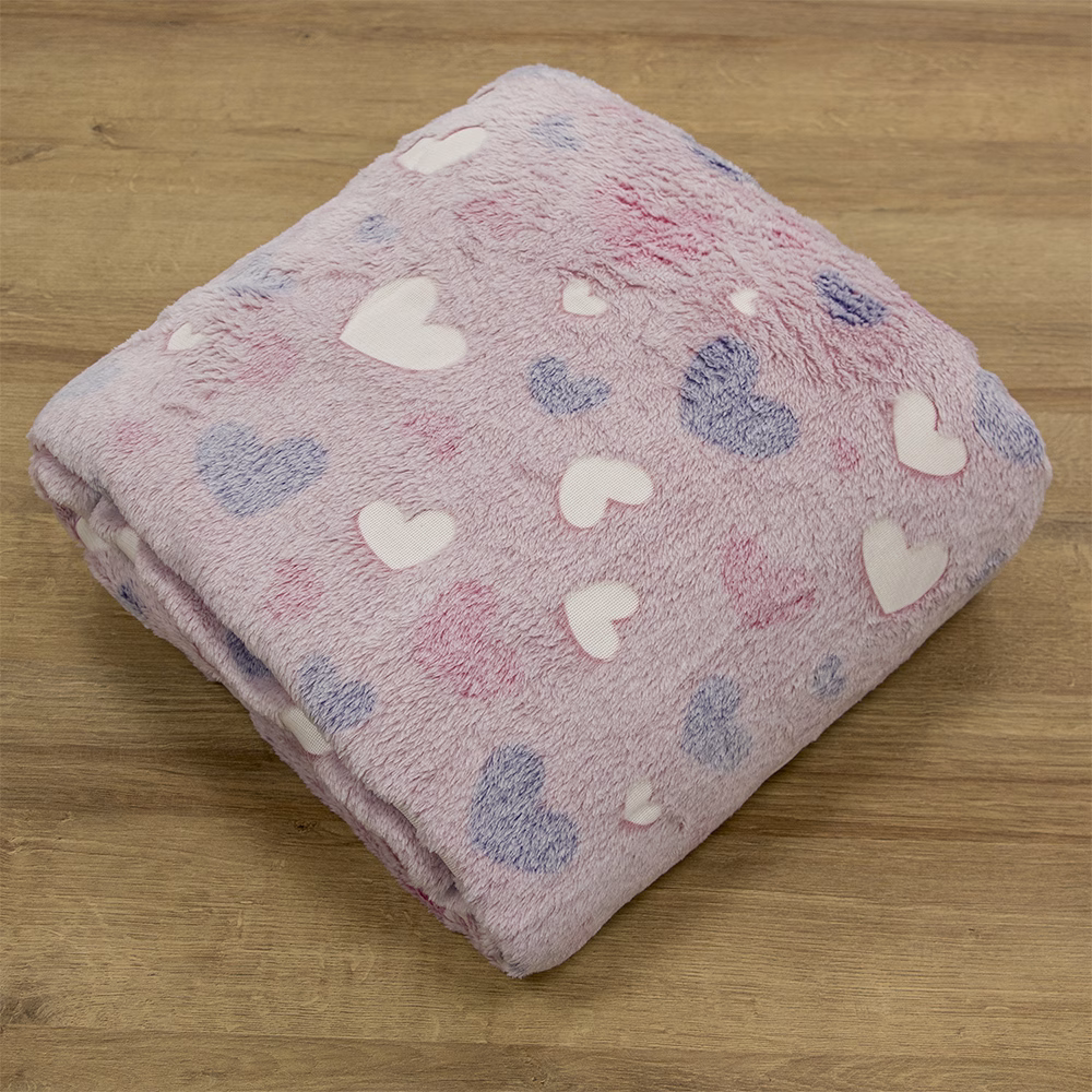 1300001805-c LINO ΚΟΥΒΕΡΤΑ FLEECE ΦΩΣΦΟΡΙΖΕ HERZ PINK 160X220