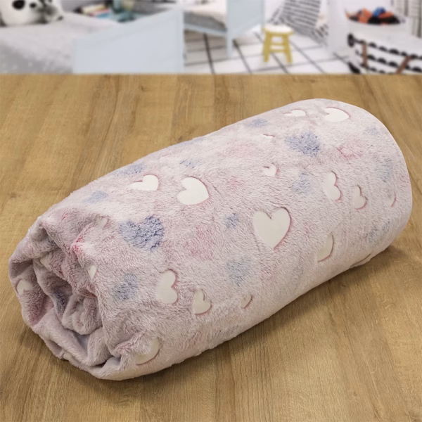 1300001805-d LINO ΚΟΥΒΕΡΤΑ FLEECE ΦΩΣΦΟΡΙΖΕ HERZ PINK 160X220
