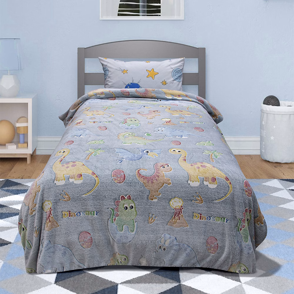 LINO ΚΟΥΒΕΡΤΑ FLEECE ΦΩΣΦΟΡΙΖΕ VOLCANO GREY-CIEL 160X220