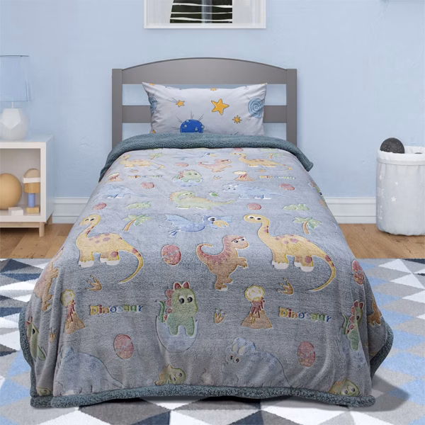 LINO ΚΟΥΒΕΡΤΑ FLEECE SHERPA ΦΩΣΦΟΡΙΖΕ VOLCANO GREY-CIEL 160X220