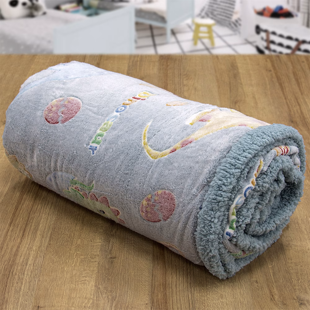 LINO ΚΟΥΒΕΡΤΑ FLEECE SHERPA ΦΩΣΦΟΡΙΖΕ VOLCANO GREY-CIEL 160X220