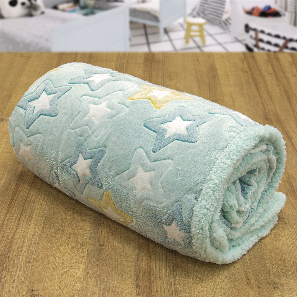 LINO ΚΟΥΒΕΡΤΑ FLEECE SHERPA ΦΩΣΦΟΡΙΖΕ STER MINT 160X220