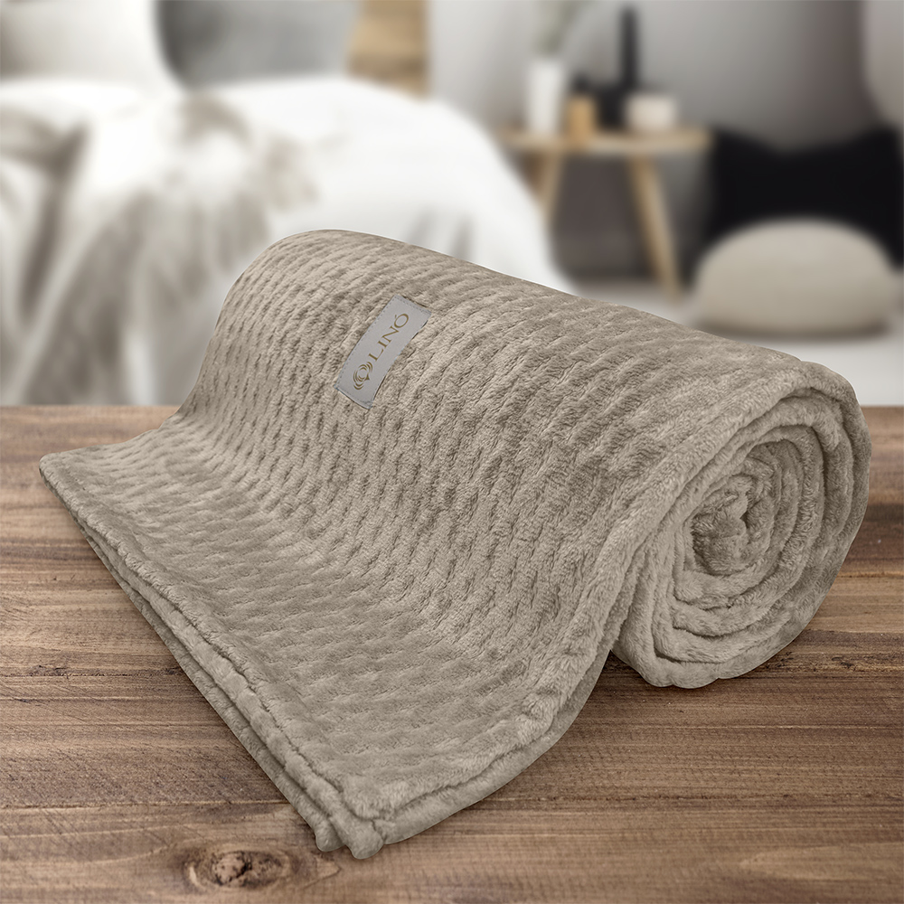 LINO Κουβέρτα Υπέρδιπλη (220x240) Flannel Lofti Taupe