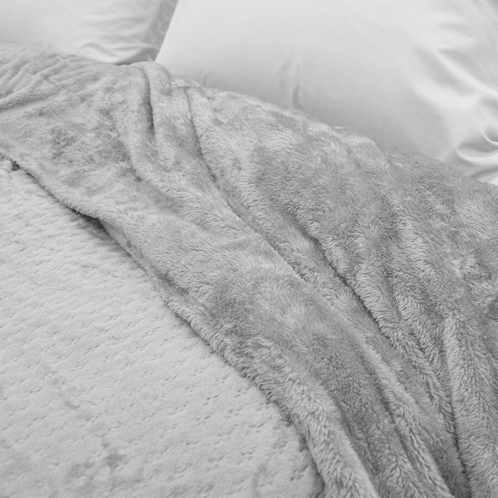 LINO Κουβέρτα Υπέρδιπλη (220x240) Sherpa Lofti Ασημί