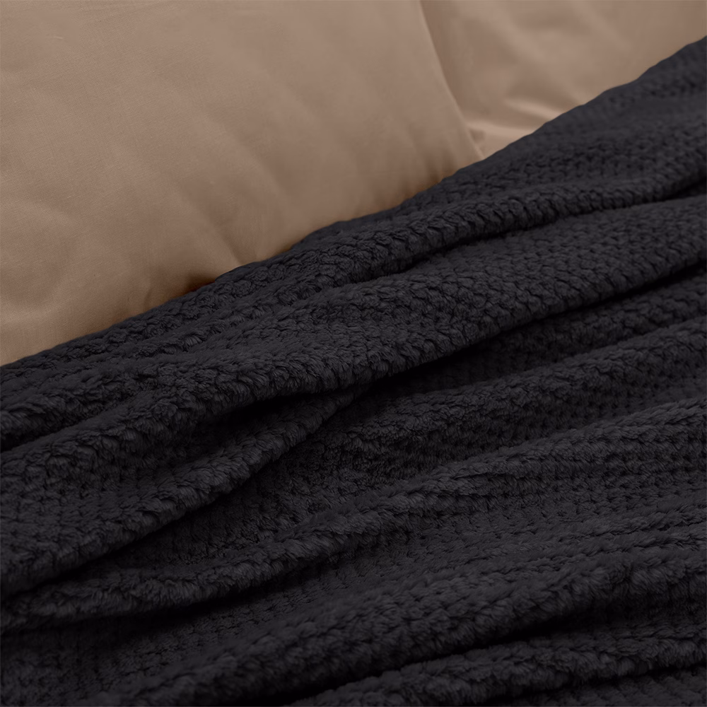 LINO Κουβέρτα Υπέρδιπλη (220x240) Fleece Napnest Μαύρο