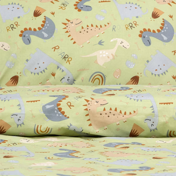 LINO Παιδικά Σετ Σεντόνια (170x260) Jurassic Nap Πράσινο