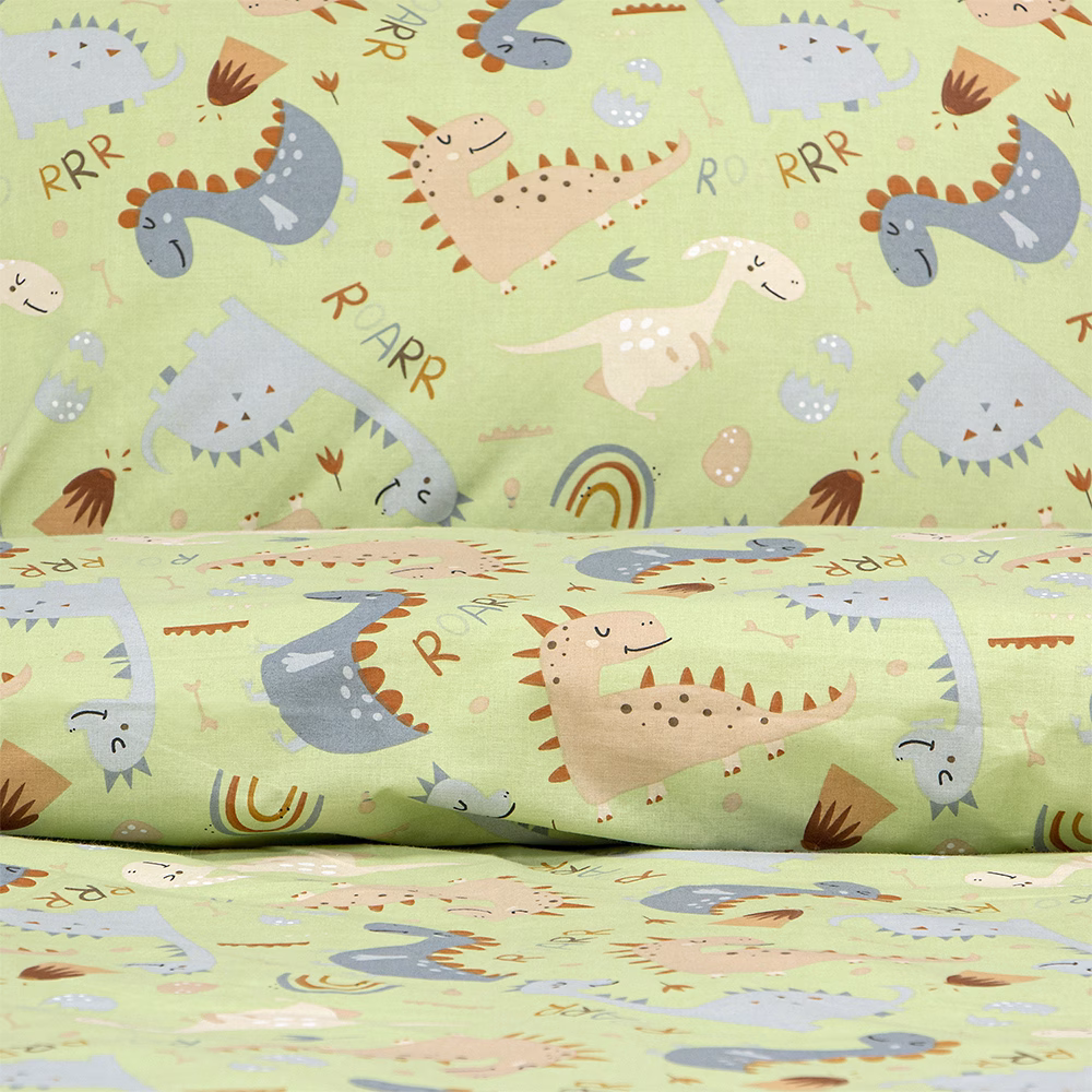LINO Παιδικά Σετ Σεντόνια (170x260) Jurassic Nap Πράσινο