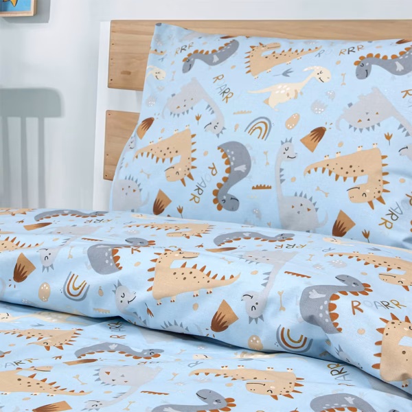 LINO Παιδικά Σετ Σεντόνια (170x260) Jurrasic Nap Πετρόλ