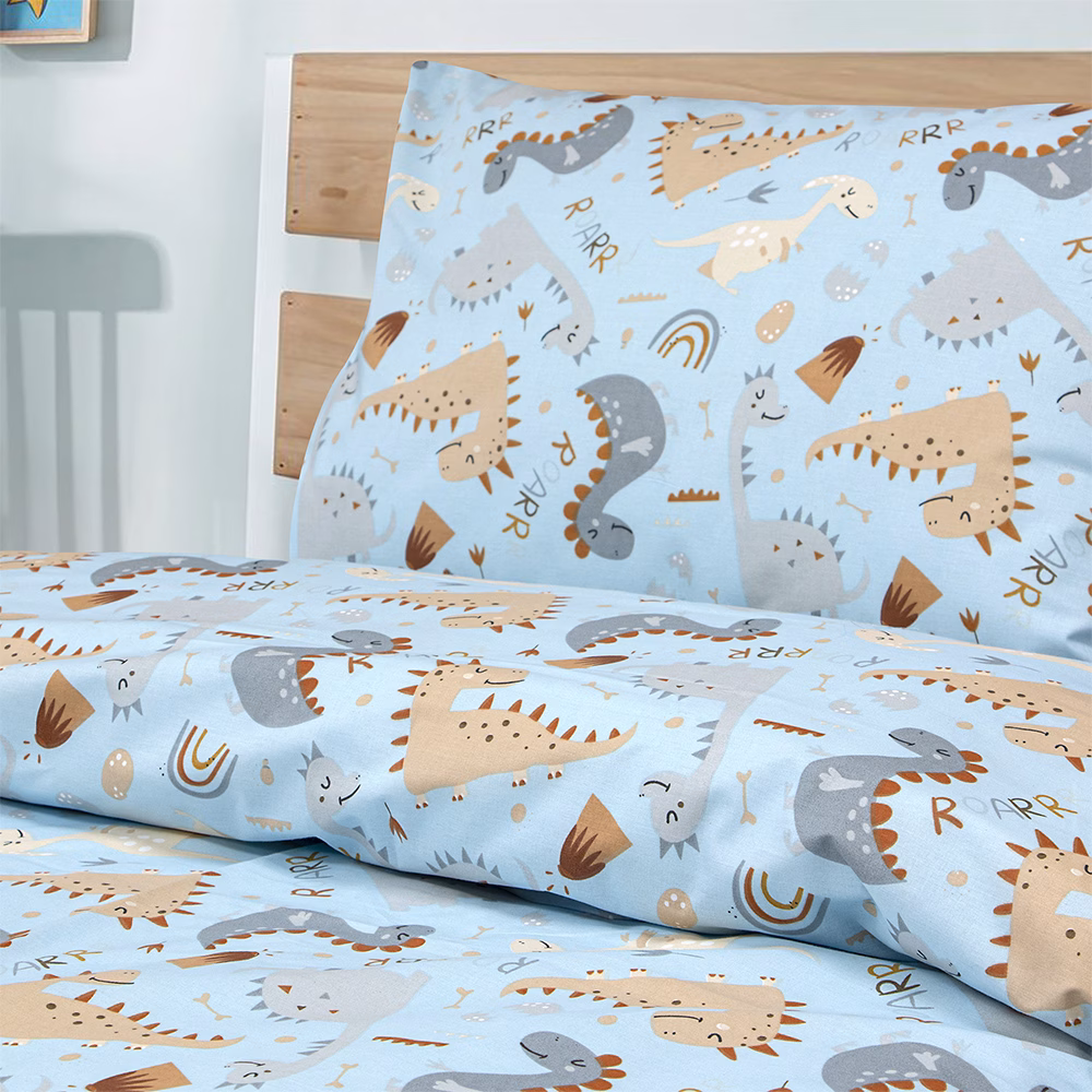LINO Παιδικά Σετ Σεντόνια (170x260) Jurrasic Nap Πετρόλ