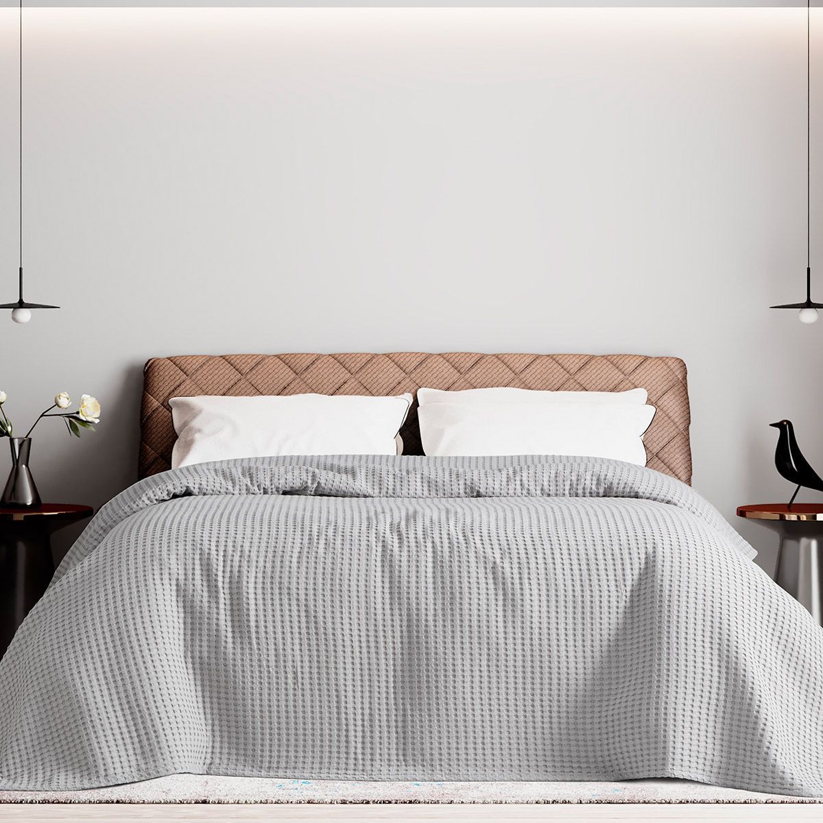 Beauty Home Πικέ υπέρδιπλη waffle Art 1990 Silver 230x240 Γκρι