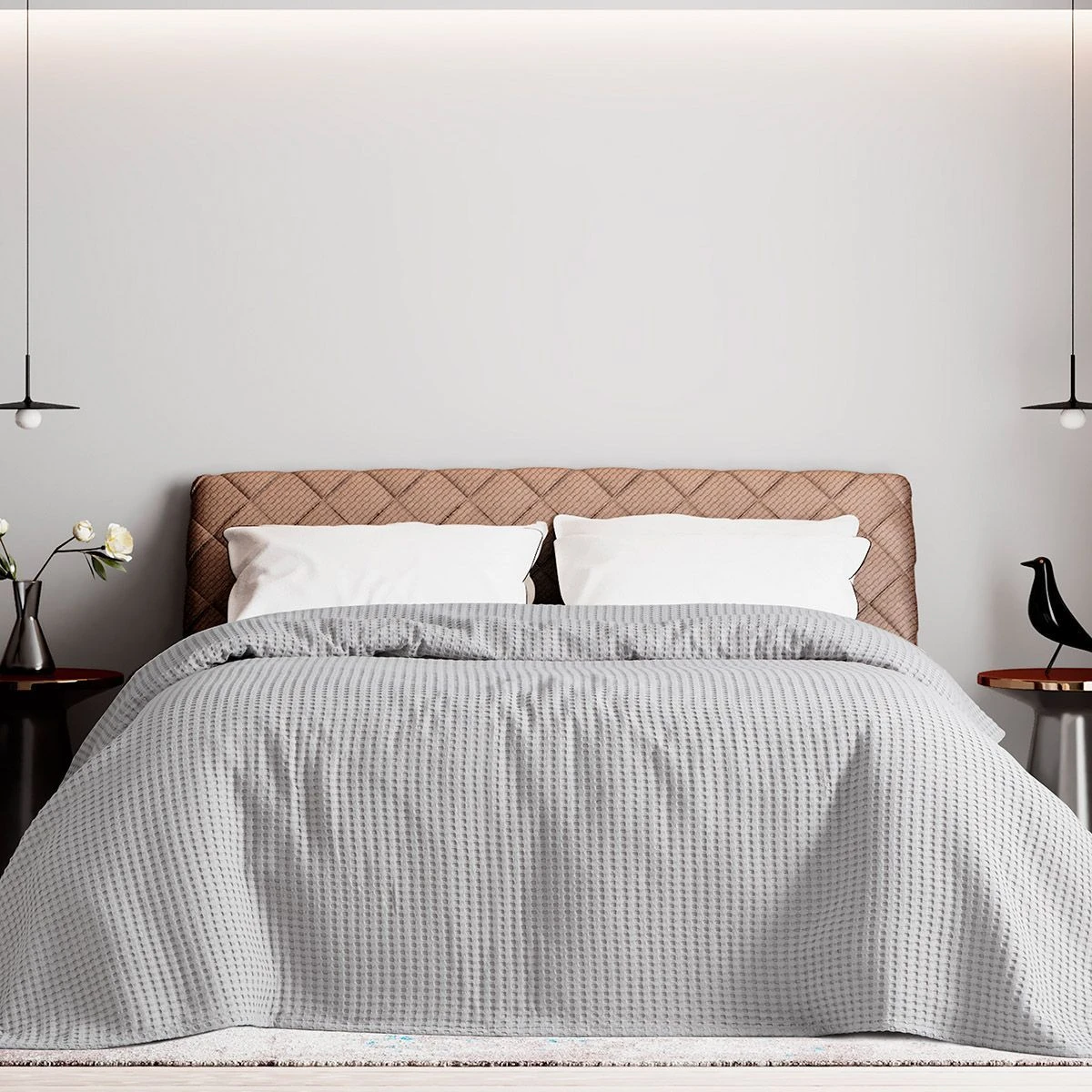 Beauty Home Πικέ μονή waffle Art 1990 Silver 170x240 Γκρι