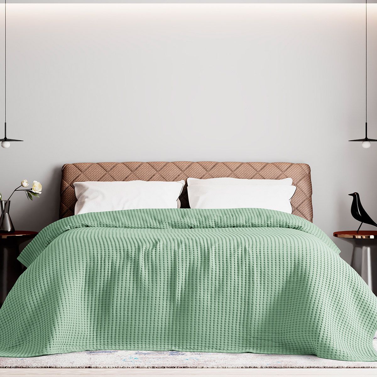 Beauty Home Πικέ υπέρδιπλη waffle Art 1990 Mint 230x240 Μέντα