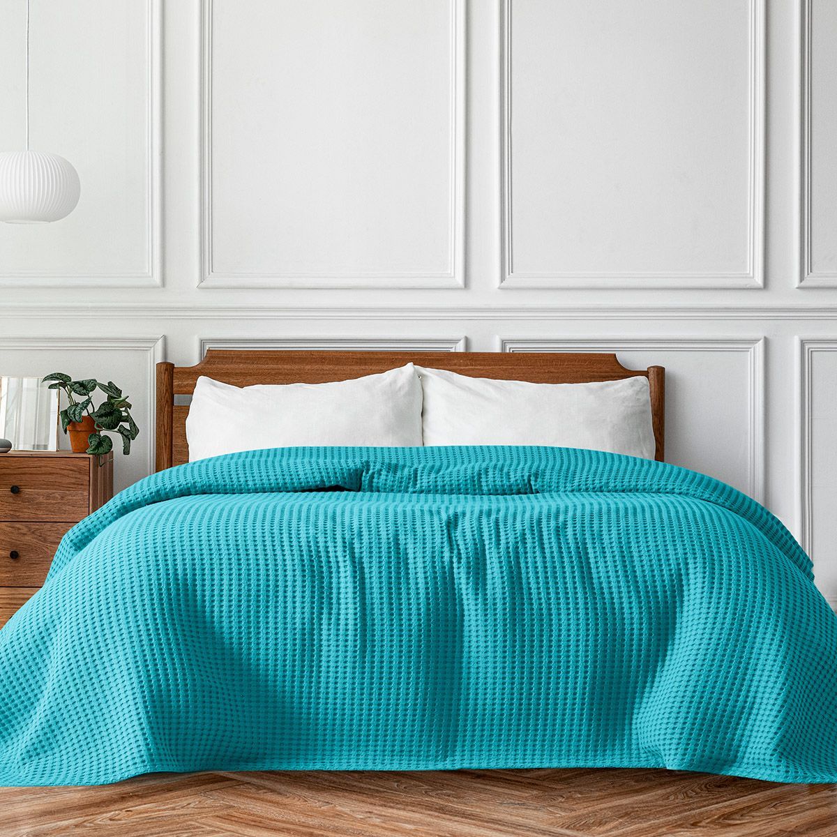 Beauty Home Πικέ υπέρδιπλη waffle Art 1990 Petrol 230x240 Πετρόλ