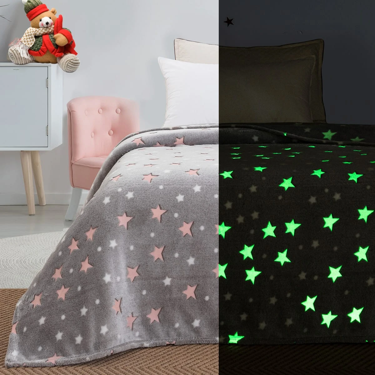 Beauty Home Κουβέρτα υπέρδιπλη φωσφορίζουσα Flash Art 1991 220x240 Γκρι